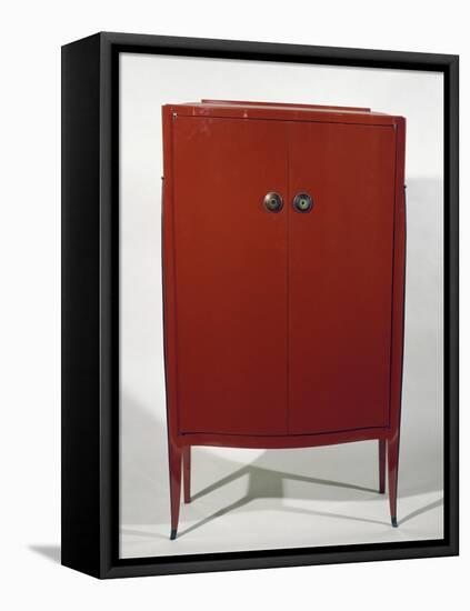 Art Deco Style Red Lacquered Cabinet-Jacques-emile Ruhlmann-Framed Stretched Canvas