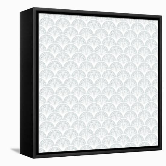 Art Deco Vector Geometric Pattern in Silver White.-tukkki-Framed Stretched Canvas