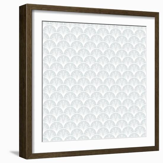 Art Deco Vector Geometric Pattern in Silver White.-tukkki-Framed Art Print