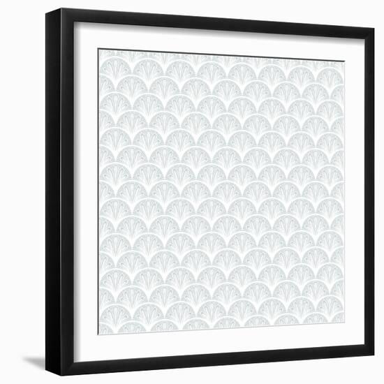 Art Deco Vector Geometric Pattern in Silver White.-tukkki-Framed Art Print