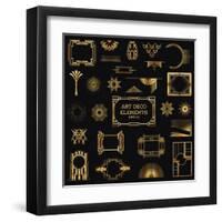 Art Deco Vintage Frames and Design Elements - in Vector-woodhouse-Framed Art Print