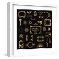 Art Deco Vintage Frames and Design Elements - in Vector-woodhouse-Framed Art Print