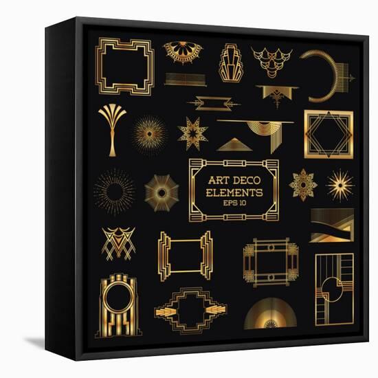 Art Deco Vintage Frames and Design Elements - in Vector-woodhouse-Framed Stretched Canvas