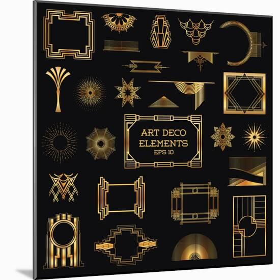 Art Deco Vintage Frames and Design Elements - in Vector-woodhouse-Mounted Art Print