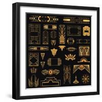 Art Deco Vintage Frames and Design Elements - in Vector-woodhouse-Framed Art Print