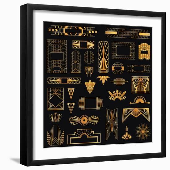 Art Deco Vintage Frames and Design Elements - in Vector-woodhouse-Framed Art Print