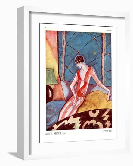 Art Deco Woman, Magazine Plate, France, 1920-null-Framed Giclee Print