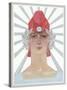 Art Deco Woman with Laurel Wreath and Red Hat-null-Stretched Canvas