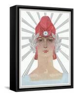 Art Deco Woman with Laurel Wreath and Red Hat-null-Framed Stretched Canvas