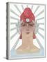 Art Deco Woman with Laurel Wreath and Red Hat-null-Stretched Canvas