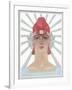 Art Deco Woman with Laurel Wreath and Red Hat-null-Framed Art Print