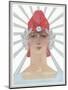 Art Deco Woman with Laurel Wreath and Red Hat-null-Mounted Art Print