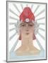 Art Deco Woman with Laurel Wreath and Red Hat-null-Mounted Art Print