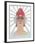 Art Deco Woman with Laurel Wreath and Red Hat-null-Framed Art Print