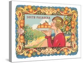 Art Deco Woman with Oranges, South Pasadena, California-null-Stretched Canvas