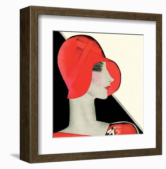 Art Deco Woman with Red Hat-Helen Dryden-Framed Art Print