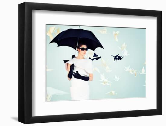 Art Fashion Photo of a Gorgeous Woman in Paper Dress-prometeus-Framed Photographic Print