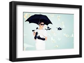 Art Fashion Photo of a Gorgeous Woman in Paper Dress-prometeus-Framed Photographic Print