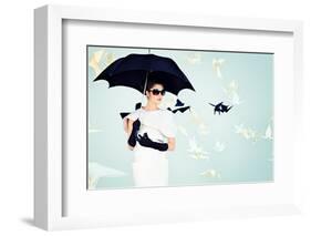 Art Fashion Photo of a Gorgeous Woman in Paper Dress-prometeus-Framed Photographic Print