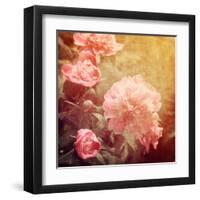 Art Floral Vintage Background with Pink Peonies-Irina QQQ-Framed Art Print