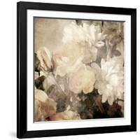 Art Floral Vintage Light Sepia Blurred Background with White Asters and Roses-Irina QQQ-Framed Art Print