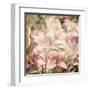 Art Floral Vintage Sepia Background with Light Pink Lilies-Irina QQQ-Framed Art Print