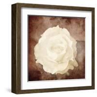 Art Floral Vintage Sepia Background with One White Rose-Irina QQQ-Framed Art Print