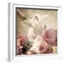 Art Floral Vintage Sepia Background with Pink Peonies and White Lily-Irina QQQ-Framed Art Print