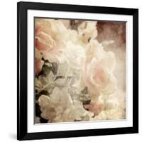 Art Floral Vintage Sepia Background with White Roses-Irina QQQ-Framed Art Print