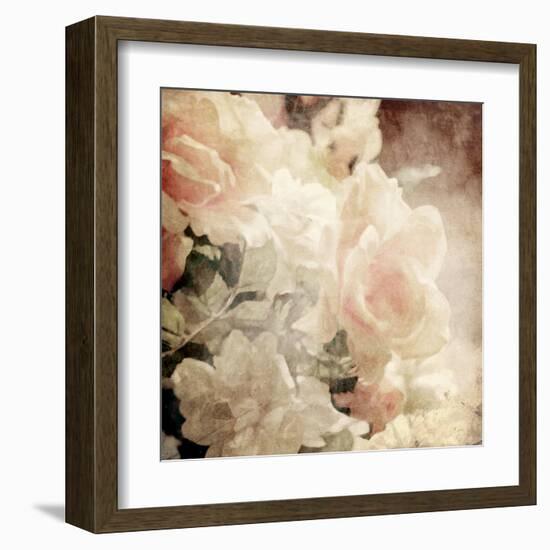 Art Floral Vintage Sepia Background with White Roses-Irina QQQ-Framed Art Print