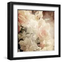 Art Floral Vintage Sepia Background with White Roses-Irina QQQ-Framed Art Print