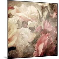 Art Floral Vintage Sepia Blurred Background with White and Pink Roses-Irina QQQ-Mounted Art Print