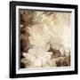 Art Floral Vintage Sepia Blurred Background with White Asters and Roses-Irina QQQ-Framed Art Print