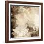 Art Floral Vintage Sepia Blurred Background with White Asters and Roses-Irina QQQ-Framed Art Print