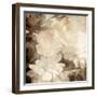 Art Floral Vintage Sepia Blurred Background with White Asters and Roses-Irina QQQ-Framed Art Print