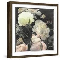 Art Floral Vintage Watercolor Background with White and Light Pink Roses and Peonies-Irina QQQ-Framed Art Print