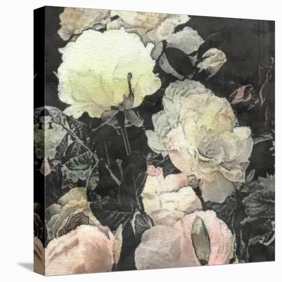 Art Floral Vintage Watercolor Background with White and Light Pink Roses and Peonies-Irina QQQ-Stretched Canvas