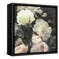 Art Floral Vintage Watercolor Background with White and Light Pink Roses and Peonies-Irina QQQ-Framed Stretched Canvas