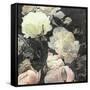 Art Floral Vintage Watercolor Background with White and Light Pink Roses and Peonies-Irina QQQ-Framed Stretched Canvas