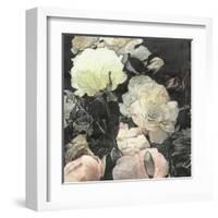 Art Floral Vintage Watercolor Background with White and Light Pink Roses and Peonies-Irina QQQ-Framed Art Print