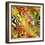 Art Glass Colorful Textured Red, Golden And Green Background-Irina QQQ-Framed Art Print