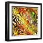 Art Glass Colorful Textured Red, Golden And Green Background-Irina QQQ-Framed Art Print