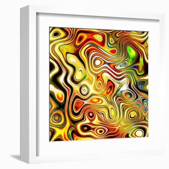 Art Glass Colorful Textured Red, Golden And Green Background-Irina QQQ-Framed Art Print