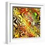 Art Glass Colorful Textured Red, Golden And Green Background-Irina QQQ-Framed Art Print