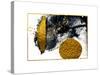 Art&Gold. Painting. Natural Luxury. Black Paint Stroke Texture on White Paper. Abstract Hand Painte-CARACOLLA-Stretched Canvas