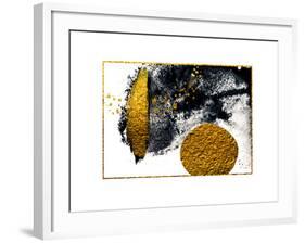 Art&Gold. Painting. Natural Luxury. Black Paint Stroke Texture on White Paper. Abstract Hand Painte-CARACOLLA-Framed Art Print