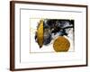Art&Gold. Painting. Natural Luxury. Black Paint Stroke Texture on White Paper. Abstract Hand Painte-CARACOLLA-Framed Art Print