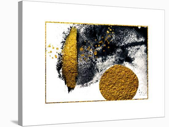 Art&Gold. Painting. Natural Luxury. Black Paint Stroke Texture on White Paper. Abstract Hand Painte-CARACOLLA-Stretched Canvas