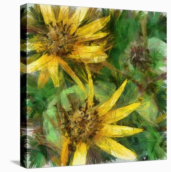 Art Grunge Autumn Floral Vintage Background , Drawing with Color Pencils-Irina QQQ-Stretched Canvas