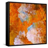 Art Grunge Floral Vintage Background in Orange and Light Pink-Irina QQQ-Framed Stretched Canvas